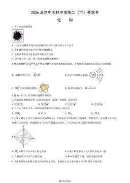 2026北京中关村中学高二（下）开学考化学（教师版）-答案