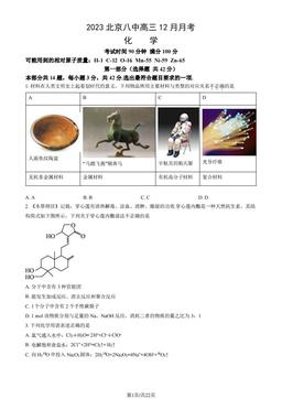 2023北京八中高三12月月考化学（教师版）-答案