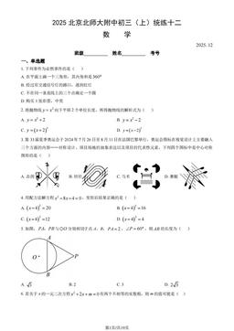 2025北京北师大附中初三（上）统练十二数学（教师版）-答案
