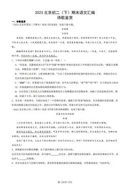 2023北京初二（下）期末语文汇编：诗歌鉴赏-答案