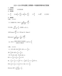 2026北京理工大附中高一（下）期中数学（教师版）-答案