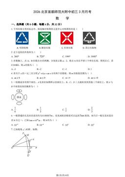 2026北京首都师范大附中初三3月月考数学（教师版）-答案
