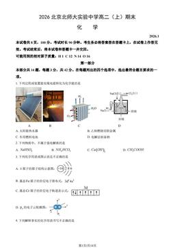 2026北京北师大实验中学高二（上）期末化学（教师版）-答案