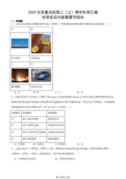 2024北京重点校高二（上）期中化学汇编：化学反应与能量章节综合-答案