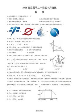 2026北京昌平二中初三4月统练数学-试题