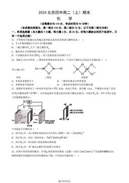 2024北京四中高二（上）期末化学（教师版）-答案