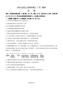 2026北京人大附中高二（下）期中生物（教师版）-答案
