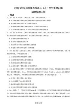 2023-2025北京重点校高三（上）期中生物汇编：动物细胞工程-答案