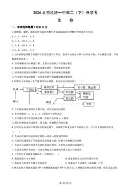 2026北京延庆一中高二（下）开学考生物（教师版）-答案