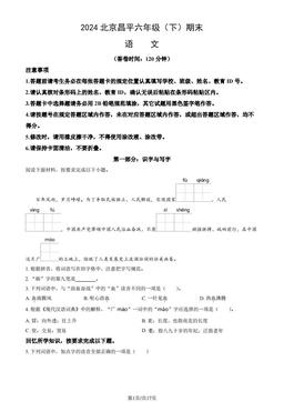 2024北京昌平六年级（下）期末语文（教师版）-答案