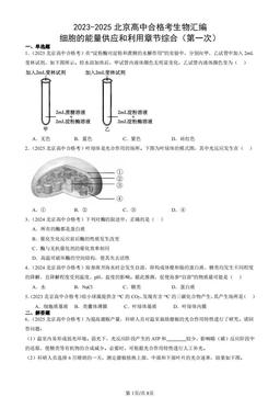 2023-2025北京高中合格考生物汇编：细胞的能量供应和利用章节综合（第一次）-答案