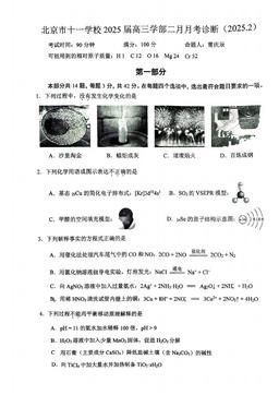 2025北京十一学校高三2月月考化学（教师版）-答案