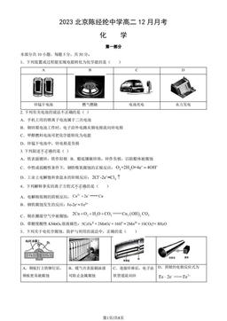 2023北京陈经纶中学高二12月月考化学（教师版）-答案