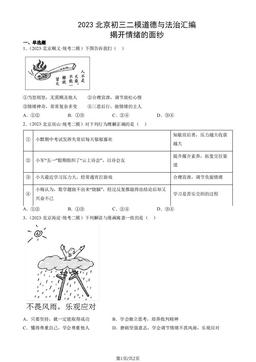 2023北京初三二模道德与法治汇编：揭开情绪的面纱-答案