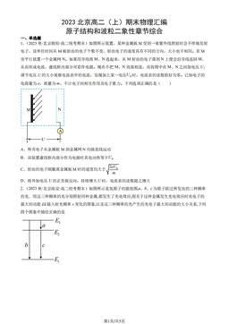 2023北京高二（上）期末物理汇编：原子结构和波粒二象性章节综合-答案