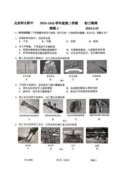 2026北京北师大附中初三（下）统练三物理-试题