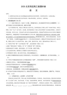 2025北京海淀高三查漏补缺语文（教师版）-答案