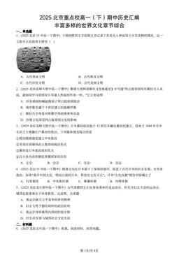 2025北京重点校高一（下）期中历史汇编：丰富多样的世界文化章节综合-答案