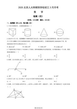 2025北京人大附朝阳学校初三3月月考数学（教师版）-答案