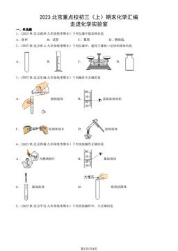 2023北京重点校初三（上）期末化学汇编：走进化学实验室-答案