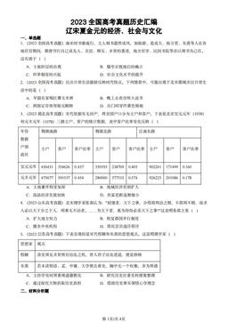 2023全国高考真题历史汇编：辽宋夏金元的经济、社会与文化-答案