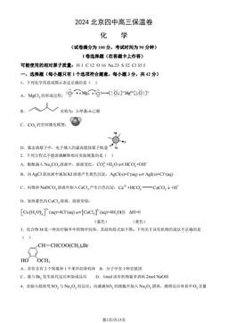 2024北京四中高三保温卷化学（教师版）-答案