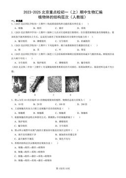 2023-2025北京重点校初一（上）期中生物汇编：植物体的结构层次（人教版）-答案