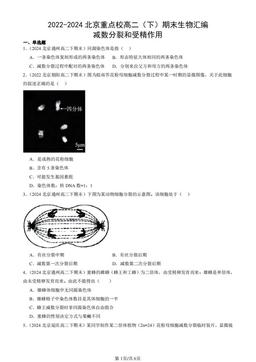 2022-2024北京重点校高二（下）期末生物汇编：减数分裂和受精作用-答案
