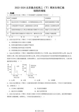 2022-2024北京重点校高二（下）期末生物汇编：细胞的增殖-答案