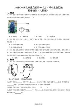 2023-2025北京重点校初一（上）期中生物汇编：种子植物（人教版）-答案