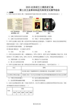 2023北京初三二模历史汇编：第二次工业革命和近代科学文化章节综合-答案