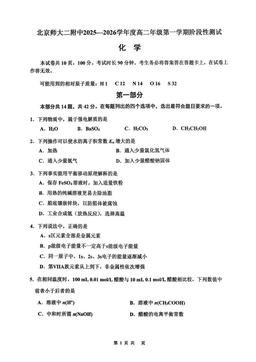 2026北京北师大二附中高二（上）期末化学-答案