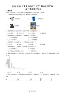 2022-2024北京重点校初三（下）期中化学汇编：化学与生活章节综合-答案