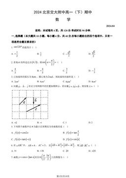 2024北京交大附中高一（下）期中数学（教师版）-答案