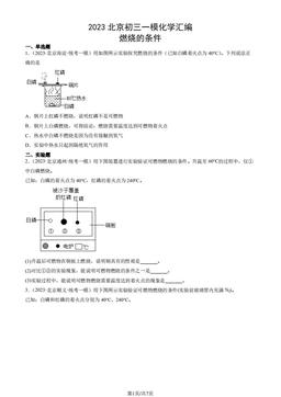 2023北京初三一模化学汇编：燃烧的条件-答案