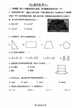 2024北京北师大附中初三（下）统练九数学-试题