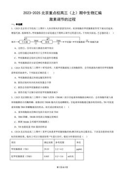 2023-2025北京重点校高三（上）期中生物汇编：激素调节的过程-答案