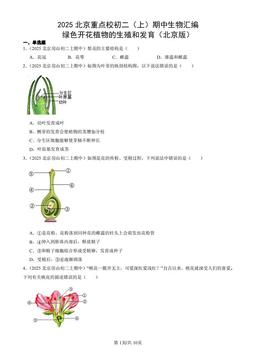 2025北京重点校初二（上）期中生物汇编：绿色开花植物的生殖和发育（北京版）-答案