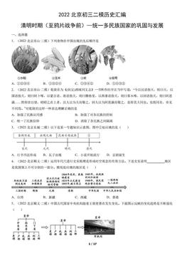 2022北京初三二模历史汇编：清明时期（至鸦片战争前）—统一多民族国家的巩固与发展-答案