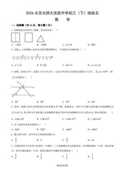 2026北京北师大实验中学初三（下）统练五数学（教师版）-答案