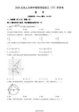 2025北京人大附中朝阳学校初三（下）开学考数学（教师版）-答案