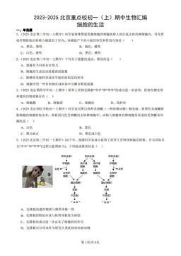 2023-2025北京重点校初一（上）期中生物汇编：细胞的生活-答案