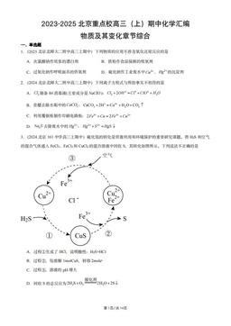 2023-2025北京重点校高三（上）期中化学汇编：物质及其变化章节综合-答案