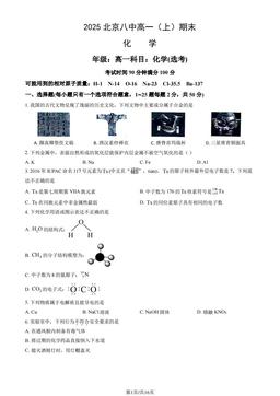 2025北京八中高一（上）期末化学（教师版）-答案