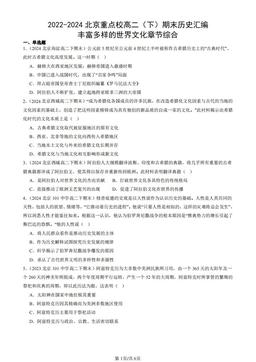 2022-2024北京重点校高二（下）期末历史汇编：丰富多样的世界文化章节综合-答案