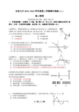 2024北京九中高二（下）期中物理-答案