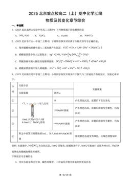 2025北京重点校高二（上）期中化学汇编：物质及其变化章节综合-答案