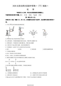 2025北京北师大实验中学高一（下）统练一化学（教师版）-答案