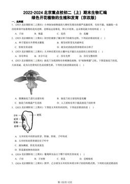 2022-2024北京重点校初二（上）期末生物汇编：绿色开花植物的生殖和发育（京改版）-答案