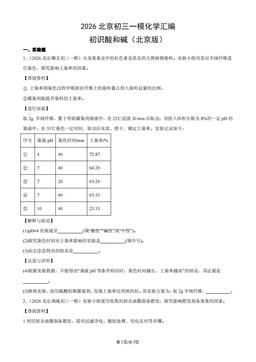 2026北京初三一模化学汇编：初识酸和碱（北京版）-答案